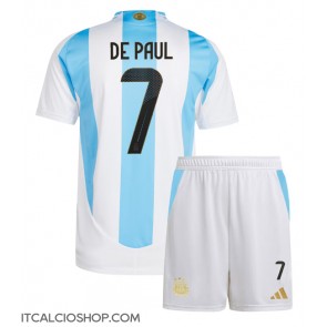 Argentina Rodrigo De Paul #7 Prima Maglia Bambino Copa America 2024 Manica Corta (+ Pantaloni corti)